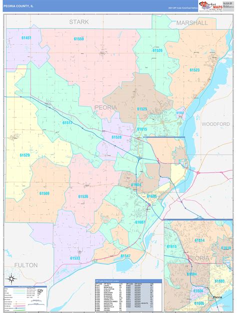 Peoria County, IL Wall Map Color Cast Style by MarketMAPS - MapSales