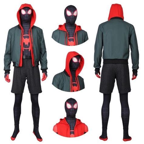 Spider Man Into The Spider Verse Cosplay Costumes Miles Morales Suit