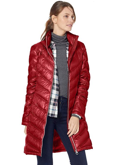 Calvin Klein Womens Chevron Quilted Packable Down Jacket Standard And