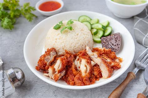 Fried Chicken and rice, rice, chicken, hainanese fried chicken rice ...