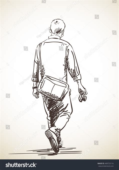 Sketch Walking Man Hand Drawn Illustration Stock Vector Royalty Free