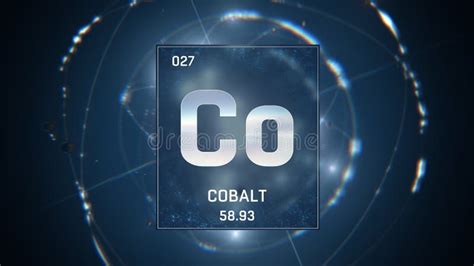 Cobalt As Element 27 of the Periodic Table 3D Illustration on Red ...
