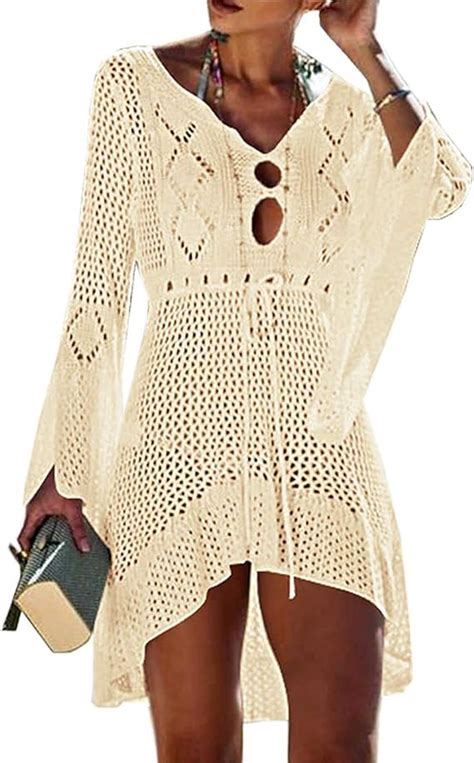 Cxins Women S Sexy Lace Bathing Suit Handmade Crochet Hollow Out Bikini Cover Up Swimwear High