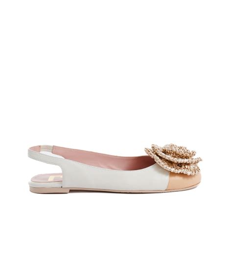 Bailarina Nude Destalonada Con Flor De Ganchillo