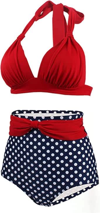 Conjunto De Traje De Ba O De Dos Piezas De Bikini Para Mujer Dise O Vintage De Lunares De