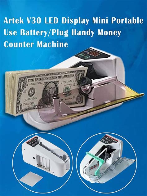 Artek V30 Led Display Mini Portable Use Battery Plug Handy Money Counter Machine For Cash And