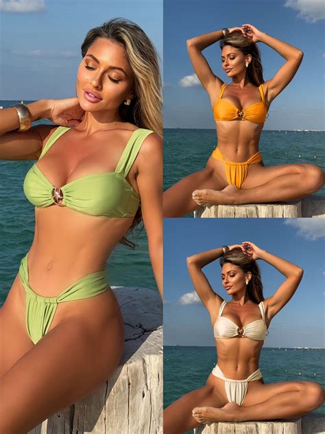 Woherb 2025 Sexy New Solid Colored Metal Five Pointed Star Split Swimsuit Bikini Bikini