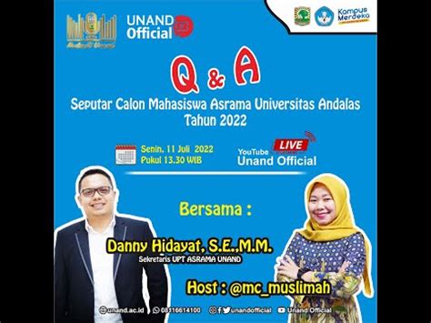 Podcast Unand QnA Seputar Calon Mahasiswa Asrama Universitas Andalas