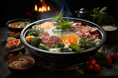 Steamy Hot Pot Delight Premium AI Generated Image