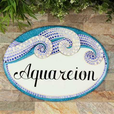 Mosaic Beach House Sign, Custom Outdoor Name Sign Coastal, Beach Decor ...