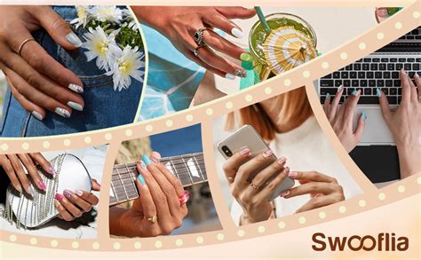 Amazon Swooflia Short Squoval Press On Nails Squoval Summer Cute Hot Rose Red Colorful