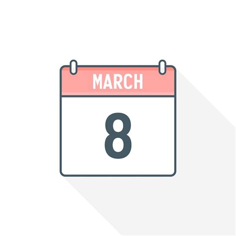 Premium Vector | 8th march calendar icon march 8 calendar date month ...