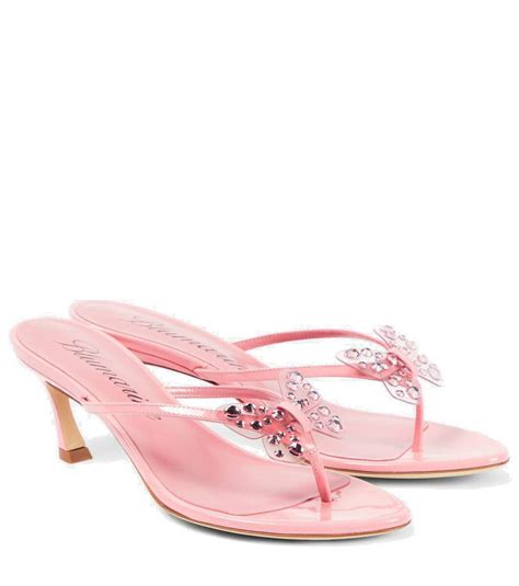 Blumarine Butterfly 55 Leather Thong Sandals Blumarine