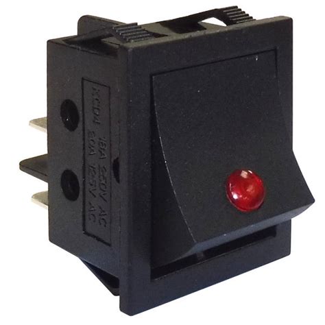 Double Pole Rocker Switch KCD4 16A 250VAC Black Red Lit