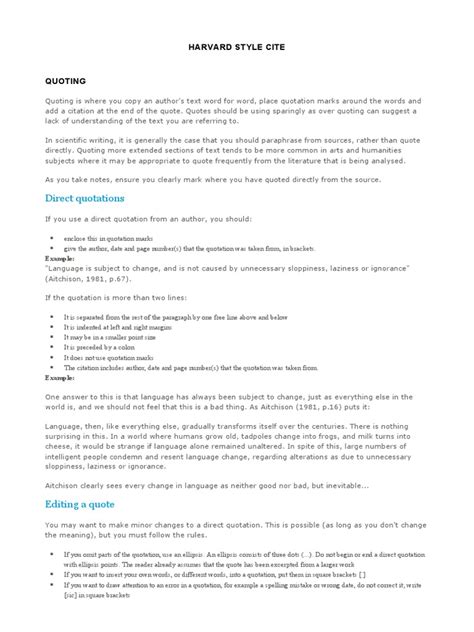 Harvard Style Cite | Download Free PDF | Ellipsis | Citation