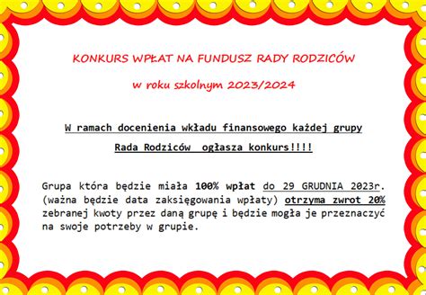 Konkurs Wp At Na Fundusz Rady Rodzic W Przedszkole W Kluczach