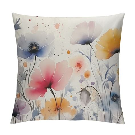 Onetech Watercolor Floral Pillow Cover Floral Throw Pillow Case