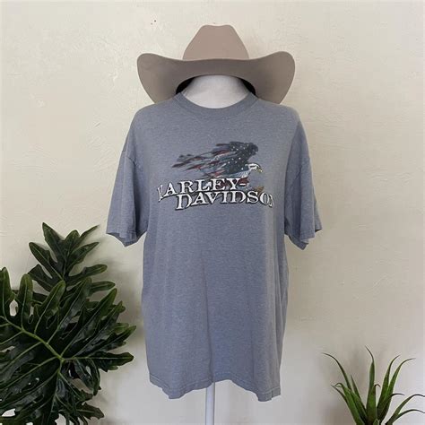 Y2k Baby Blue Harley Davidson 2006 Mens T Shirt Depop