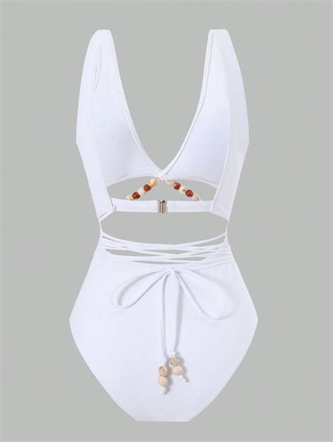 Novo Maiô Bikini Maiô Sexy de Uma Peça Cor Sólida Tiras Cruzadas e Recorte SHEIN Brasil