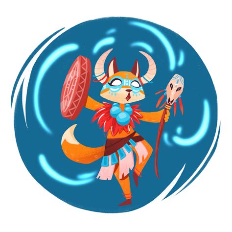 Иллюстрация Лис-шаман в стиле детский, книжная графика, персонажи