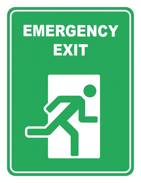 Emergency Exit Running Man Symbol Emergency Safety Sign Safety Signs