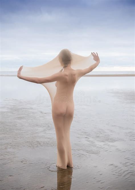 Nude Model Posing In Stocking In The Sea At The Beach Stock Image Image Of Nude Female