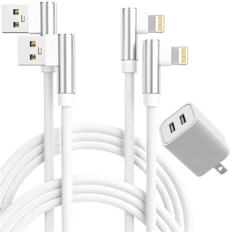 Charger, 2.4A Dual Port Portable Power Adapter Cube with 2-Pack 6FT