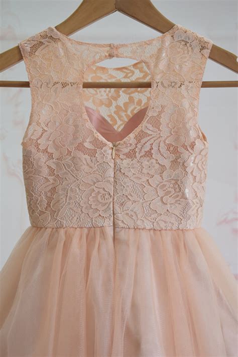 Nude Pink Lace Tulle Flower Girl Dress Etsy