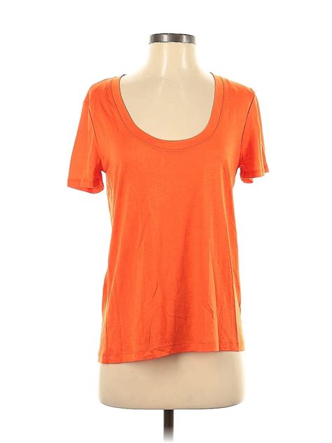 Zara 100 Lyocell Solid Orange Short Sleeve Blouse Size S 49 Off