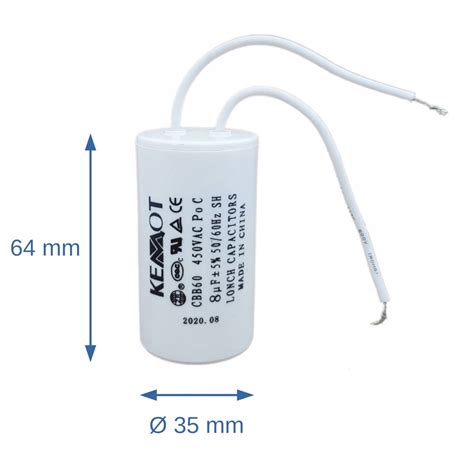 Купить Пусковой конденсатор двигателя 8мкФ 450В CBB60 КЕМ: отзывы, фото ...