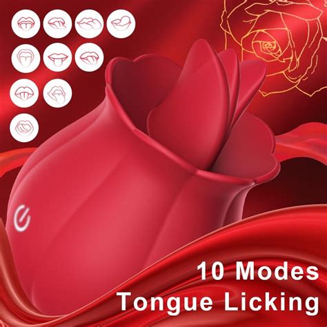 Vibrador Sex Toy Rose Vibrator Realista De Flor De Língua Dildo G Spot Para Mulher Jogo