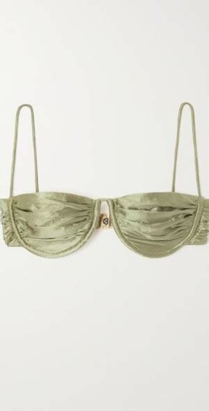 ISA BOULDER Ripple Ruched Stretch Satin Underwired Bikini Top