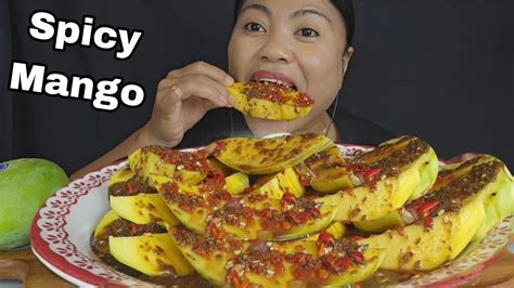 SPICY SOUR MANGO WITH GINAMOS ALAMANG BAGOONG MUKBANG YouTube