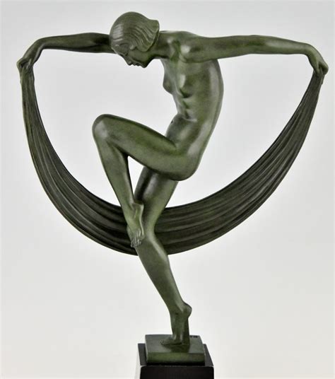 Art Deco Sculpture Nude Scarf Dancer Folie Deconamic