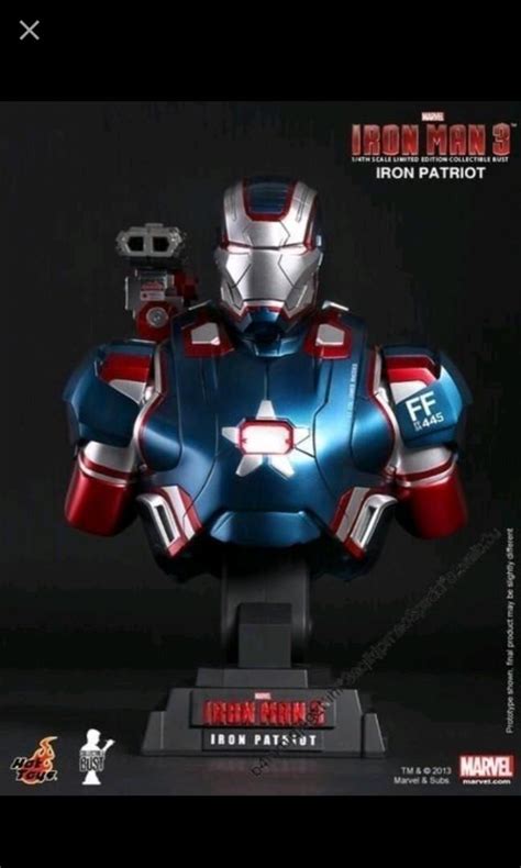 全新未開現貨 hottoys 1比4 Hot Toys Iron Man 3 Iron Patriot 愛國者 Collectible Bust 半胸像 Ironman 3 興趣及遊戲