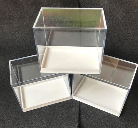 X Acrylic Display Boxes Clear Lid White Base Mm X Mm X Etsy