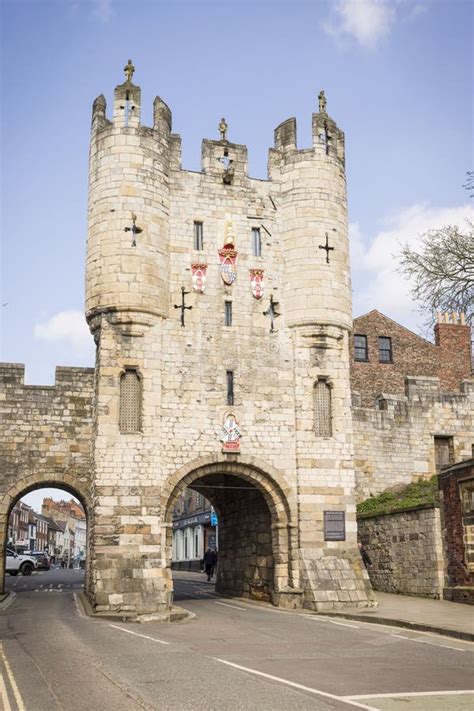 Micklegate Bar Gatehouse In York City Walls Uk Editorial Photo