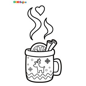 Coloriage chocolat chaud Noël à imprimer 123 Sajoo