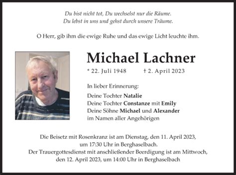 Traueranzeigen Von Michael Lachner Trauer Merkur De