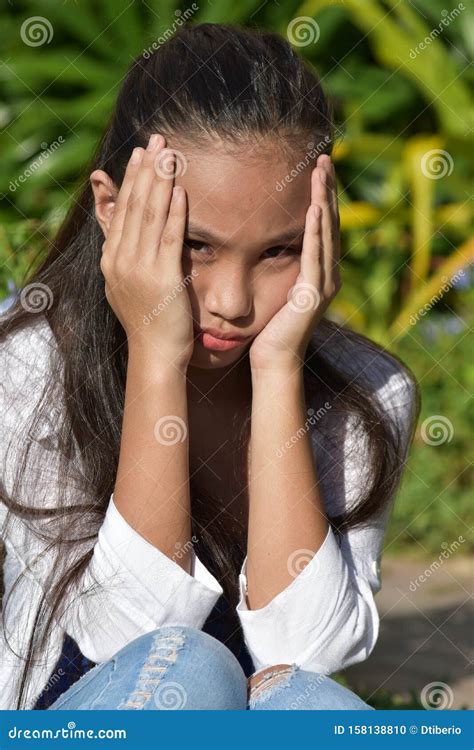 A Stressed Cute Diverse Girl Stock Photo Image Of Youth Anxiety