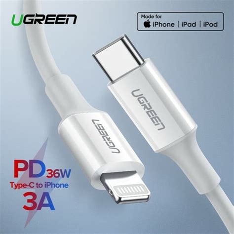 Jual Ugreen Usb C To Lightning Cable 18watt Power Delivery 1m White