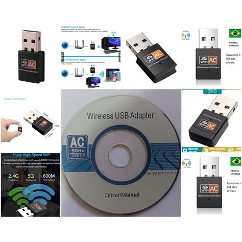 Adaptador Wi Fi Usb Dual Band Ghz E Ghz E Mbps Wireless Ac