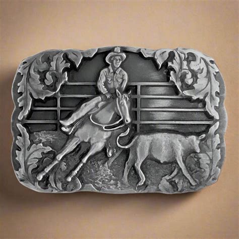 Calf Roper Pewter Belt Buckle Bu 013 P Buffalo Trader Online