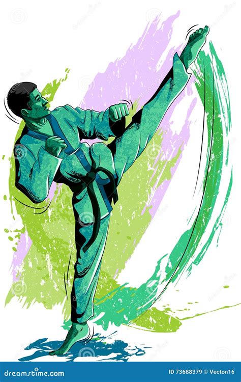 Concept Of Sportsman Doing Martial Arts Stock Vector Illustration Of