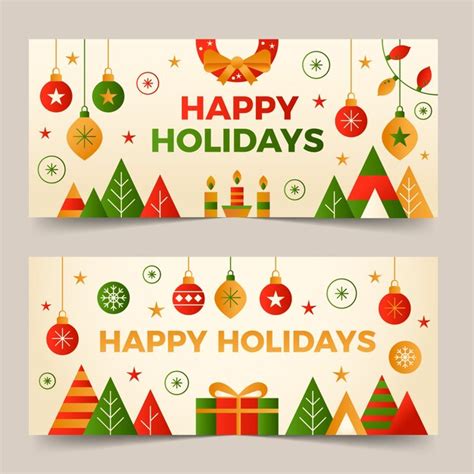 Free Vector Gradient Happy Holidays Horizontal Banners Set