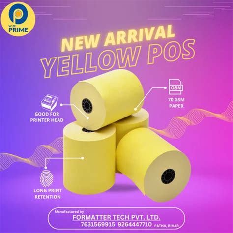 Wize Prime Mm X Mtr Inch Gsm Yellow Thermal Paper Roll At