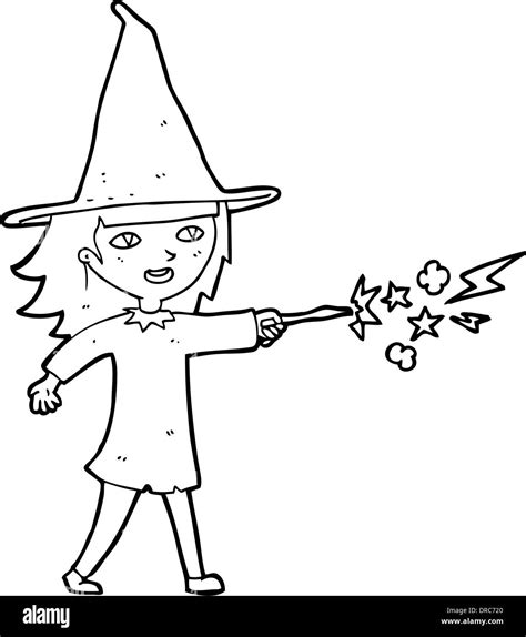 Cartoon Witch Girl Casting Spell Stock Vector Image Art Alamy