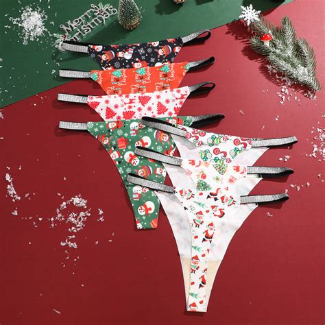 Allofme Christmas Present Women Seamless G String Sexy Low Waist Thongs Bikini Panties Soft And