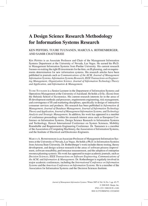 A Design Science Research Methodology for Information Systems Research
