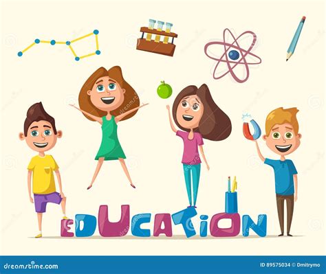 Children And Education Banner Cartoon Vector Illustration Vector